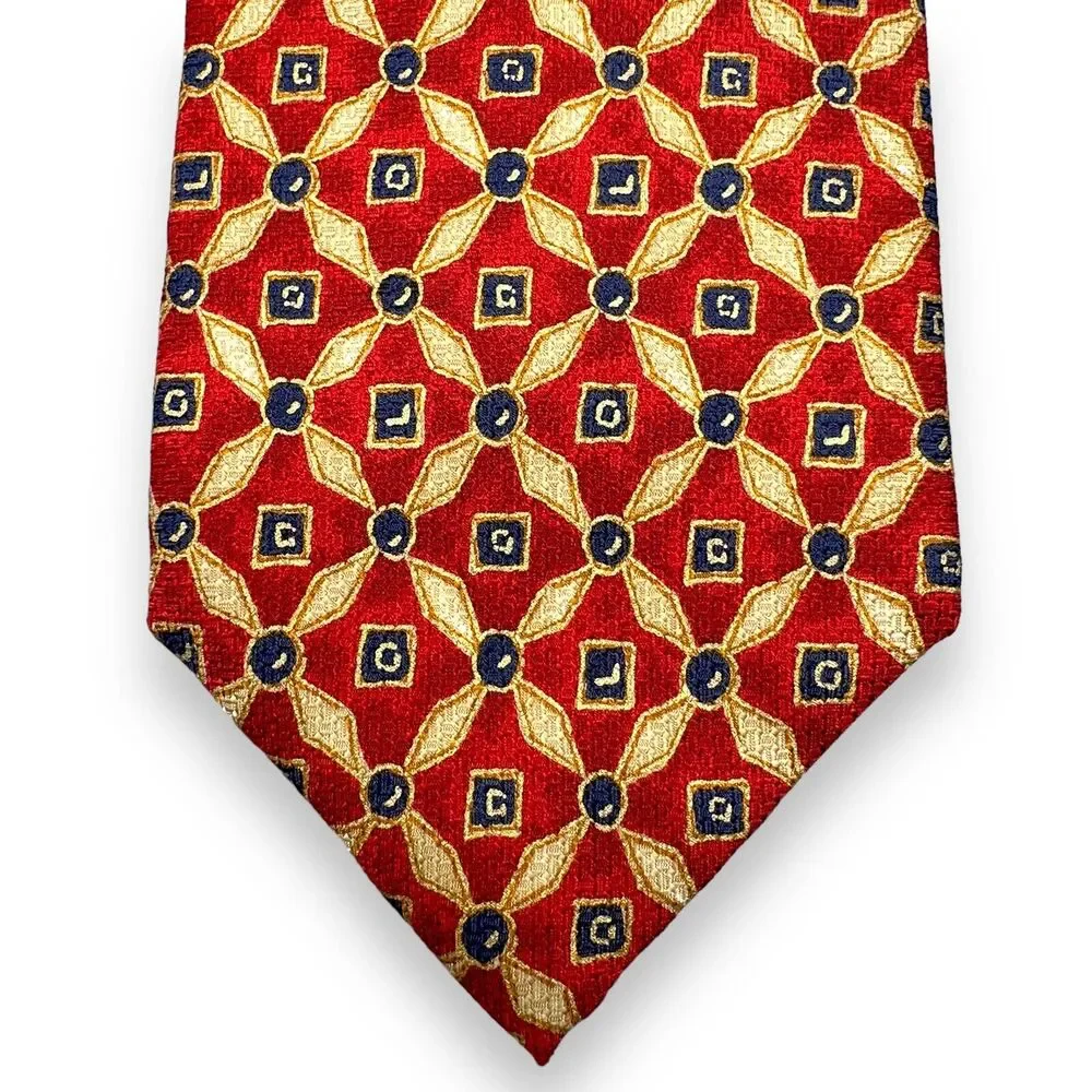 X'andrini 100% Silk Dress Tie Made in USA Vintage Geometric Print‎ 58